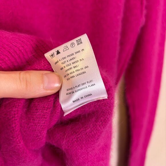 Sandro Pink Fuzzy Angora Pullover Sweater 1 = Small - Picture 7 of 7